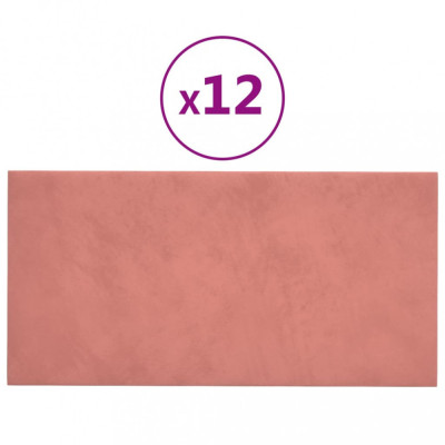 Panouri de perete 12 buc. roz 30x15 cm catifea 0,54 m&amp;sup2; foto