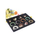 Cumpara ieftin Tava Prezentare Bijuterii 12 Spatii Watchbox, Organizator Inele, Pandantive, Cutie Depozitare Catifea Neagra 35x24x3 cm