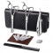 Set complet foarfeca tuns filat brici metalic inox geanta frizerie coafor jaguar