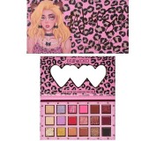 Paleta de farduri kevin&amp;coco, 18 nuante, imprimeu leopard-print roz, oglinda interioara, dreptunghiulara, 19 x 10 cm, 180 g, multicolor
