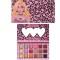 Paleta de farduri kevin&amp;coco, 18 nuante, imprimeu leopard-print roz, oglinda interioara, dreptunghiulara, 19 x 10 cm, 180 g, multicolor