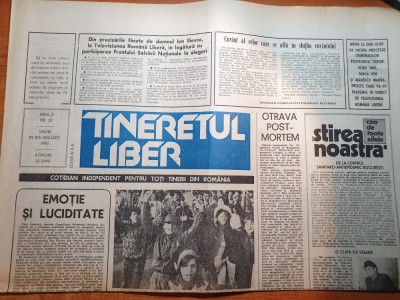 ziarul tineretul liber 25 bis ianuarie 1990-de fapt ziarul este din 26 ianuarie foto