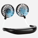Ventilator portabil pentru gat, dublu, cu rotatie 360&deg; si 3 viteze, negru, CMCLASS