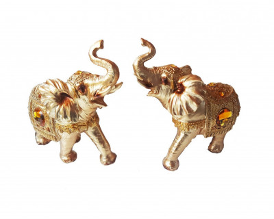 Set 2 elefanti, Auriu, 20 cm, 150904C foto