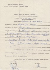 1983 Proces verbal de predare-primire sculpturi pentru Expozitie Ioan H. S&acirc;rghie