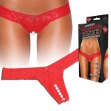 Lenjerie Sexy de Lux, Chiloti Rosii cu Bile Stimulatoare Husler, M/L, S/M