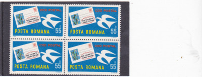 Romania, LP 877/1975, Codificarea postala in Romania, MNH in bloc de 4 timbre foto