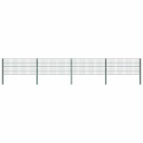 Panou de gard cu stalpi din fier, verde, 694,5x80 cm