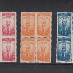 ROMANIA 1948 LP 232 CONSTITUTIA R.P.R. BLOCURI DE 4 TIMBRE MNH