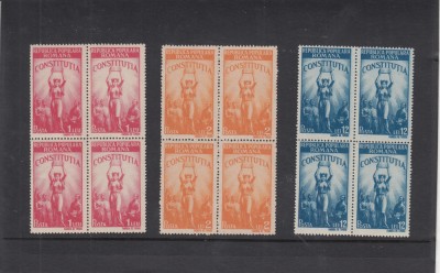 ROMANIA 1948 LP 232 CONSTITUTIA R.P.R. BLOCURI DE 4 TIMBRE MNH foto