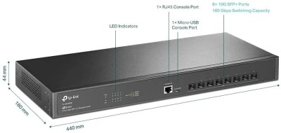 &amp;quot;JetStream&amp;trade; 8-Port 10GE SFP+ L2+ Managed Switch PORT: 8&amp;times; 10G foto