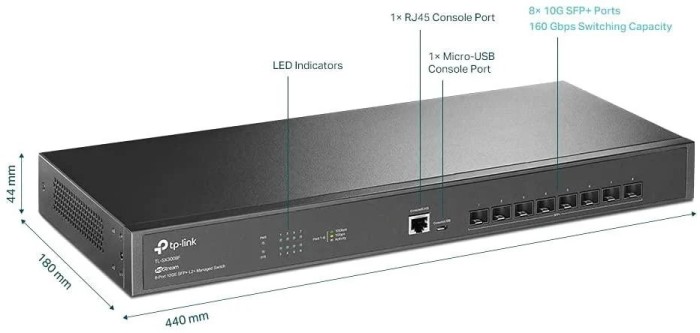 &quot;JetStream&trade; 8-Port 10GE SFP+ L2+ Managed Switch PORT: 8&times; 10G