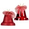 Set Ornamente Pom Crăciun, Clopote, Glitter, 6 cm, Roșu, 4 Bucăți