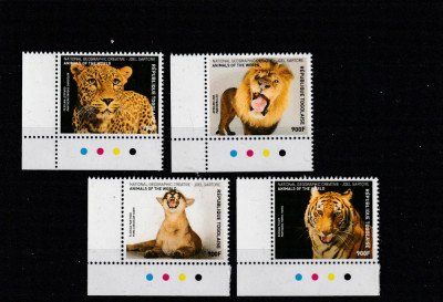 Togo 2016-Fauna,leopard,leu,pantera,tigru,serie 4 valori,colt,MNH,Mi.7929-7932 foto
