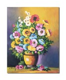 Cumpara ieftin Tablou cu flori pictat manual, Vaza cu bujori si anemone, 50x40cmulei pe panza, gata de agatat pe perete