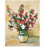 E59. Tablou, Vas de lut cu flori, acrilic pe carton panzat, neinramat, 24x18 cm