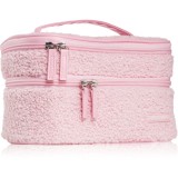 BrushArt Accessories Double-layered fluffy make-up bag geantă de cosmetice cu două compartimente Light pink 1 buc