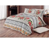 Cumpara ieftin Lenjerie de pat pentru o persoana cu husa elastic pat si fata perna dreptunghiulara, Oshan, bumbac ranforce, gramaj tesatura 120 g/mp, multicolor