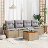 vidaXL Set de canapele pentru grădină 5 pcs bej și gri deschis