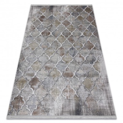 Covor LUCE 75 modern marocani Trellis vintage - structural gri / muştar, 115x170 cm foto