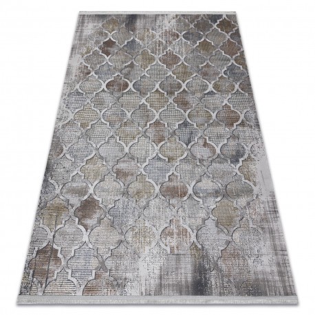 Covor LUCE 75 modern marocani Trellis vintage - structural gri / muştar, 115x170 cm