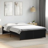 VidaXL Cadru de pat, negru, 135x190 cm, lemn prelucrat și metal