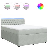 Cumpara ieftin Pat box spring cu saltea, gri deschis, 140x200 cm, catifea
