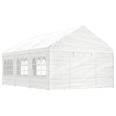 vidaXL Foișor cu acoperiș, alb, 6,69x4,08x3,22 m, polietilenă