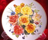 FARFURIE DECORATIVA PORTELAN ENGLEZESC FRANKLIN MINT IN EDITIE LIMITATA DECOR TRANDAFIRI RADIANT SUNRISE