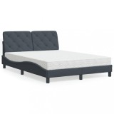 vidaXL Pat cu saltea, gri &icirc;nchis, 120x200 cm, catifea 3208647