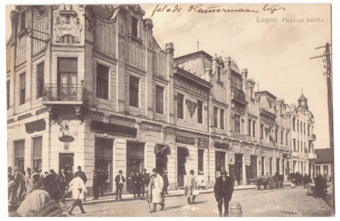 4820 - LUGOJ, stores street, Watch, Romania - old postcard - used - 1913