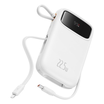Acumulator Extern 2x Lightning, 3x Type-C, 2x USB, 22.5W, 10000mAh + Cablu Type-C, 30cm - Baseus Qpow Pro+ (P10055003223-00) - White foto
