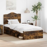 Cumpara ieftin Cadru de pat Stejar fumuriu 90 x 200 cm Lemn de pin masiv