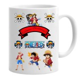 Cana alba personalizata one piece happy birthday, INOVATIX&reg;. 330 ml, Oem