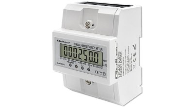 Contor electronic trifazat Qoltec | Contor de consum de energie montat pe șină DIN | 400V | 100A | LCD | 4P foto