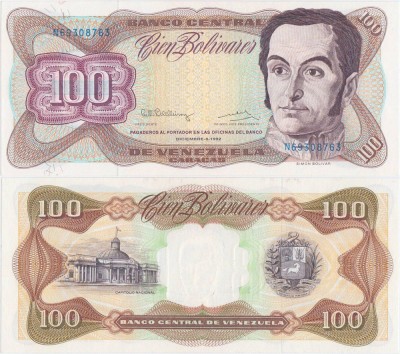 1992 (8 XII), 100 Bol&amp;iacute;vares (P-66e) - Venezuela - stare UNC foto