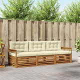 vidaXL Set de canapele de exterior cu pernă 3 pcs Natural și Crem 3372925