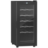 HOMCOM Frigider pentru Vinuri, Frigider de Vin cu Control al Temperaturii, Ecran Tactil Digital și Lumină LED, 18 Sticle, 34.5x45x78 cm, Negru