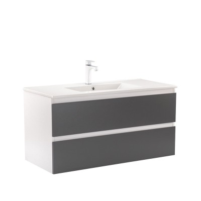 Dulap inferior Vario Forte 100 cu lavoar alb-antracit foto