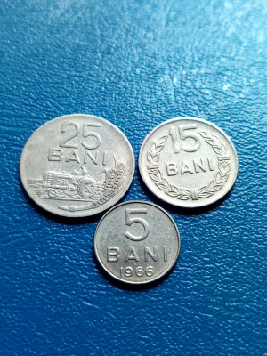 Moneda Romania 5,15,25 bani 1966 foto