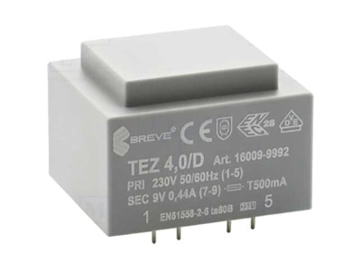 Transformator &amp;icirc;ncapsulat 4VA 230V 9V PCB foto
