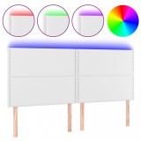 Cumpara ieftin Tablie de pat cu LED, alb, 200x5x118/128 cm, piele ecologica