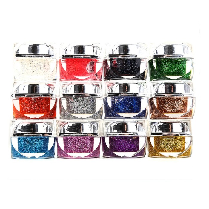 Set geluri color cu sclipici Miley, 12 bucati Set geluri color cu sclipici Miley, 12 bucati