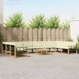 vidaXL Set de canapele de exterior cu pernă 11 pcs Alb și crem 3389144