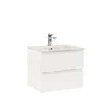 Masca chiuveta baie Leziter Vario Forte 60 suspendata, sertar silentios, lavoar ceramic alb 60cm