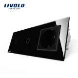 Cumpara ieftin Intrerupator LIVOLO simplu+simplu cu touch si priza din sticla SmartElectro IntelligentHouse