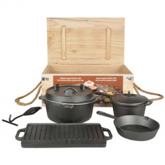 Set de gătit pentru camping, 7 piese, negru, FF240