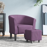 VidaXL Fotoliu tip cuvă cu taburet, violet, material textil