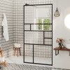 VidaXL Paravan de duș walk-in negru 80x195 cm sticlă ESG transparentă