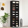 VidaXL Dulap Pantofi Stejar Negru 54x34x183 cm Lemn prelucrat 859378